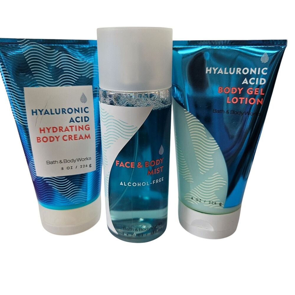 Bath & Body Works Hyaluronic Acid Skincare Set Cream Mist Gel Lotion Full Size